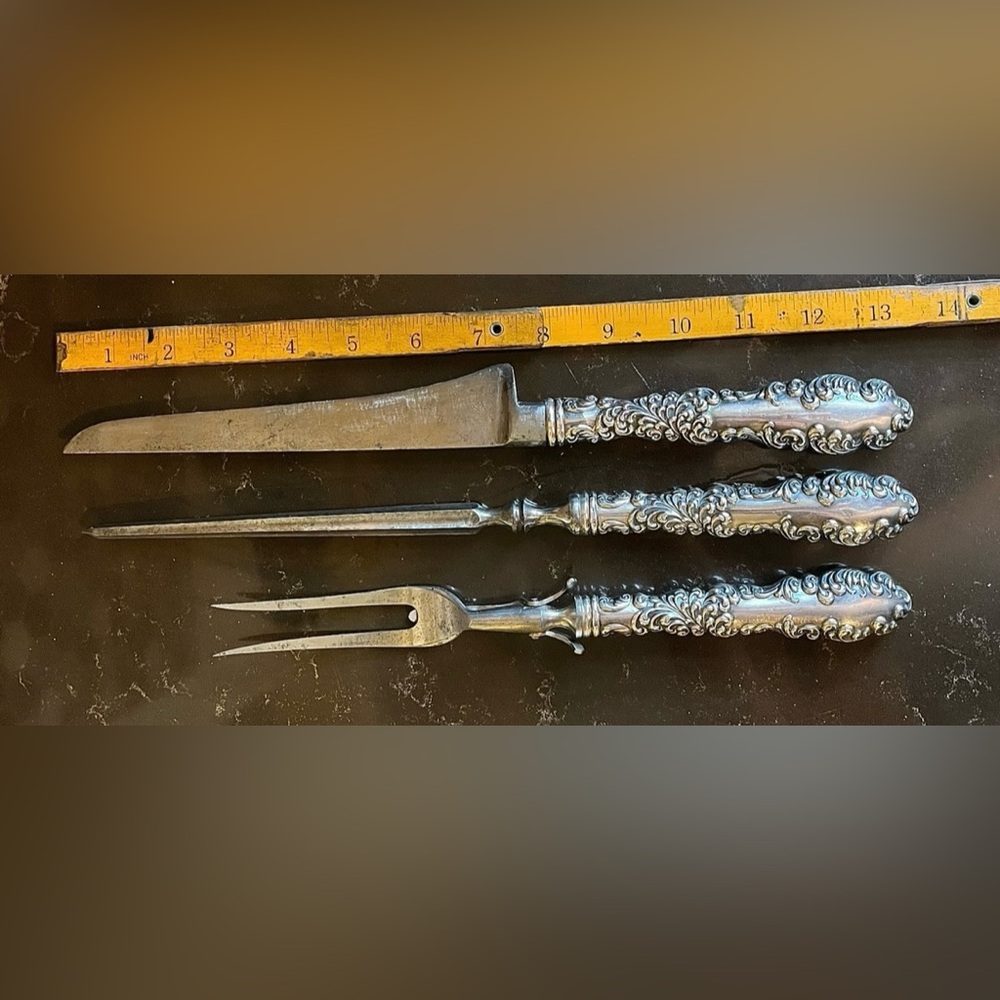 Vintage Sterling Silver Hollow Handle Carving Set (3) piece - Picture 3 of 9